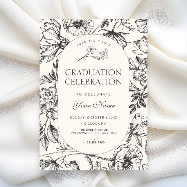 Invitation Classique artistique florale remise de diplôme (Créateur téléchargé)