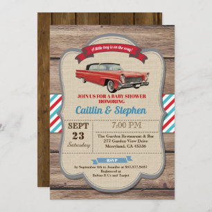 Invitation classique au baby shower de voiture. ro