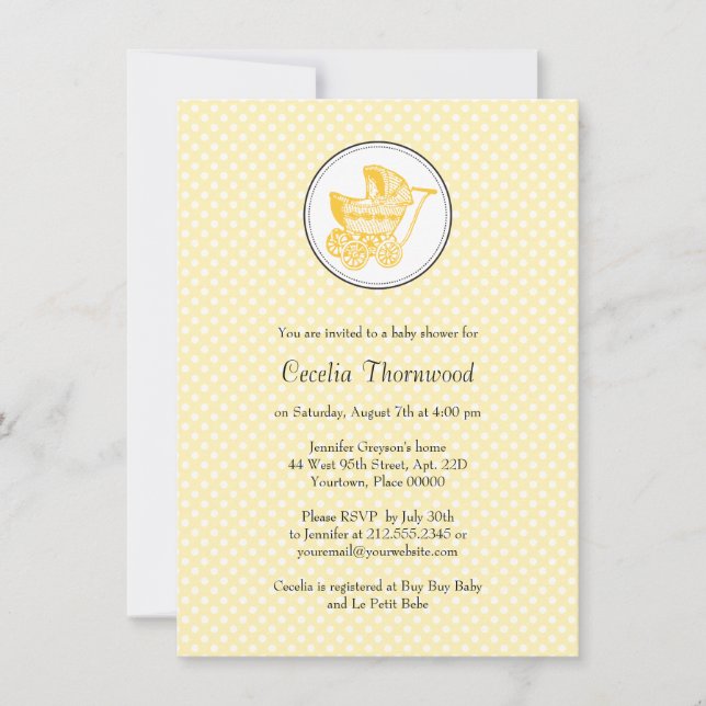 Invitation classique au Baby shower Pram (Devant)