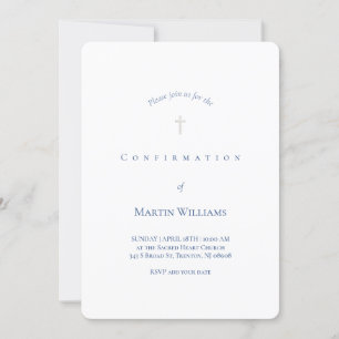 Invitation classique blanc et bleu Confirmation