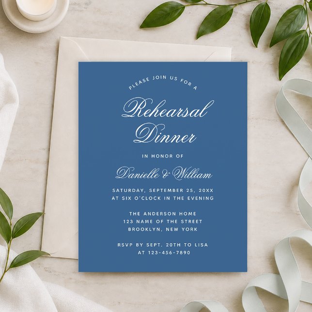 Invitation classique bleu pour dîner de répétition (Créateur téléchargé)