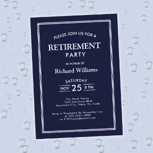 Invitation Classique Bleue pour Fête de Retraite