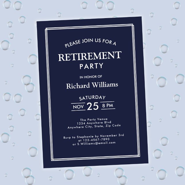 Invitation Classique Bleue pour Fête de Retraite (Créateur téléchargé)