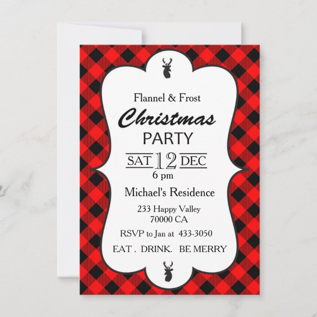 Invitation classique Buffalo Plaid Christmas Party (Devant)