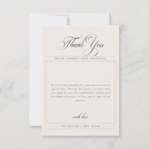 Invitation Classique Calligraphie Marron Simple Merci Photo