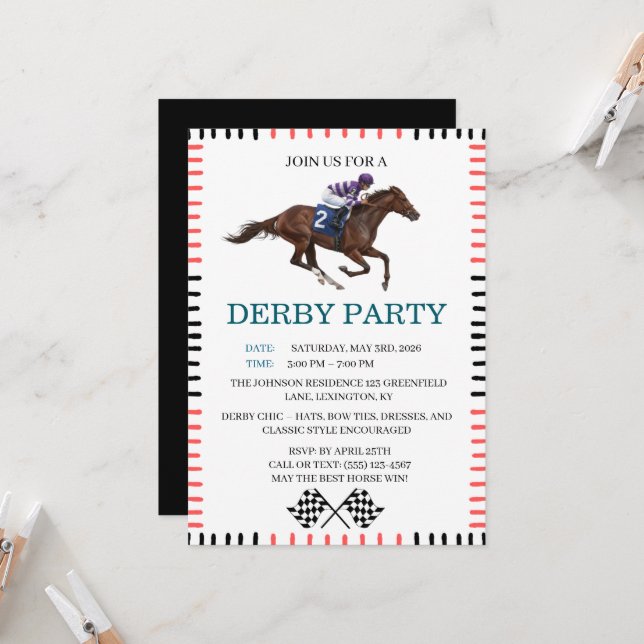 Invitation classique de course de chevaux pour la  (Devant/Arrière en situation)