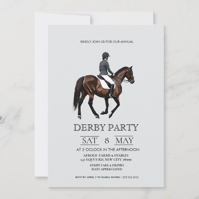 Invitation classique de fête de derby du Kentucky  (Devant)
