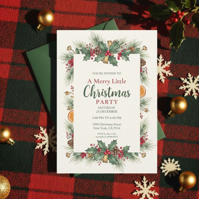 Invitation classique de fête de Noël avec cadre de (Traditional Christmas)