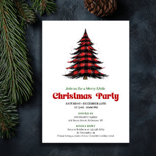 Invitation classique de fête de Noël en plaid de B