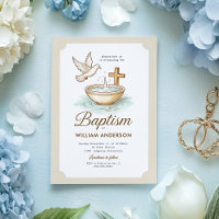 Invitation classique de la colombe et du baptême c