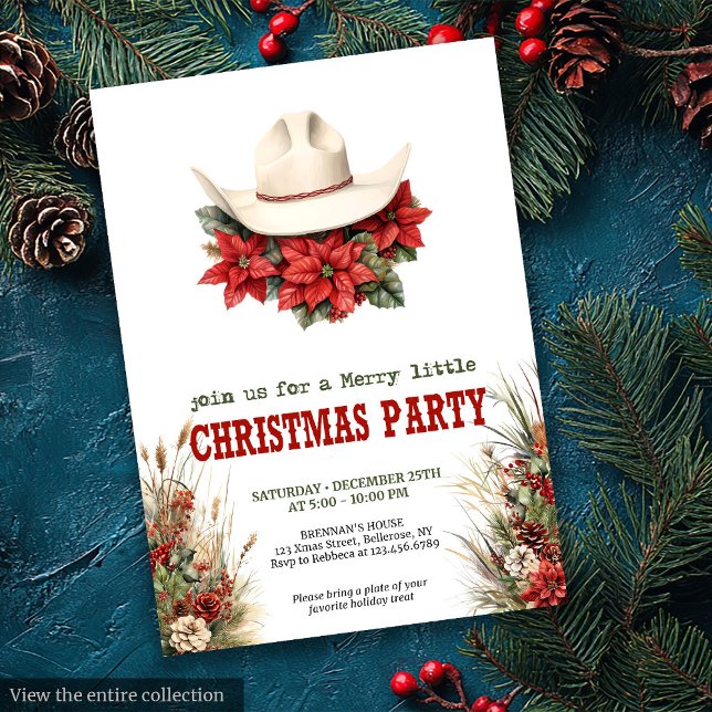 Invitation classique de Noël de country cowboy (Classic Cowboy Country Christmas Invitation)