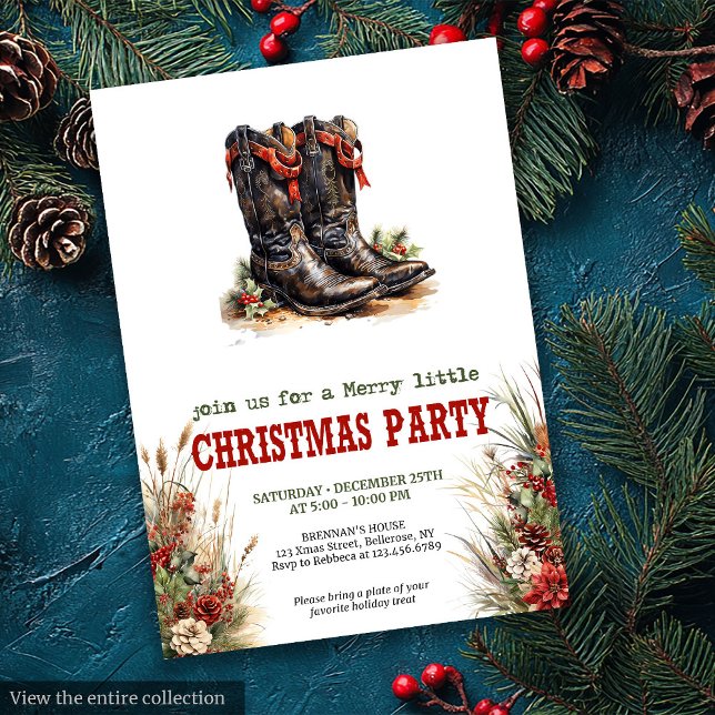 Invitation classique de Noël de country cowboy (Classic Cowboy Country Christmas Invitation)