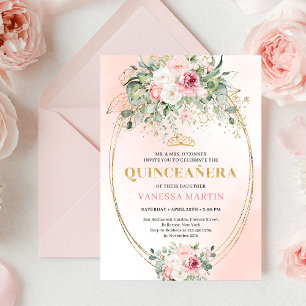 Invitation Classique de Quinceañera Rose Gold et R