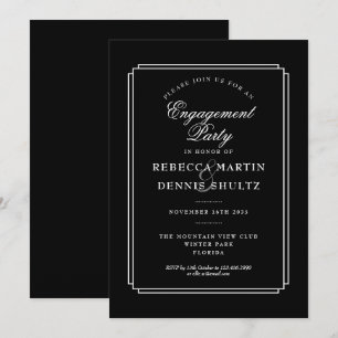 Invitation Classique Déco   Fête de fiançailles noir et blanc