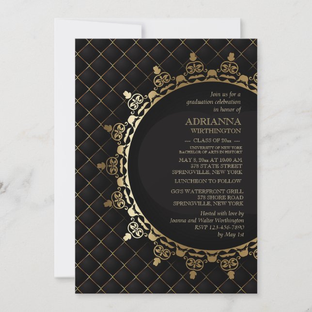 Invitation classique d'obtention du diplôme d'or (Devant)