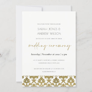 INVITATION CLASSIQUE DOMMASQUE D'OR MARIAGE DE MOTIFS FLORAUX