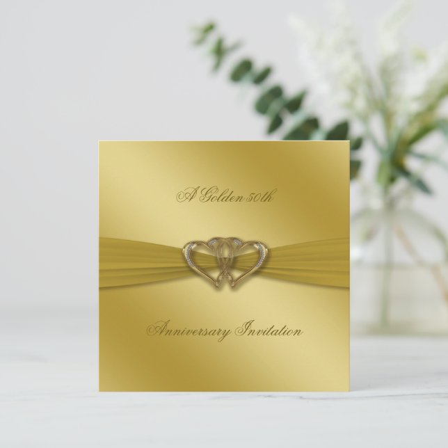 Invitation Classique Dorée pour les 50 ans de Mari (Debout devant)
