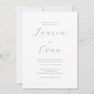 Invitation Classique Elégant Dusty Blue Grey Romatic Mariage
