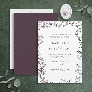 Invitation Classique Élégant Formel Plum Purple Mariage