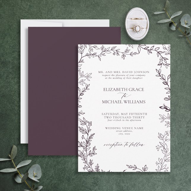 Invitation Classique Élégant Formel Plum Purple Mariage (Créateur téléchargé)