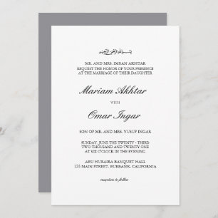 Invitation Classique Elegant Smoke Mariage islamique