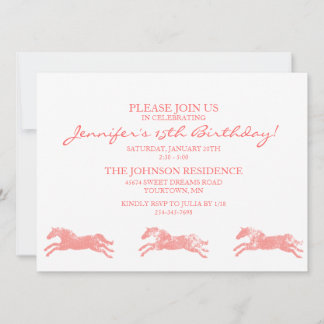 Invitation Classique Equestre filles Quinzième anniversaire