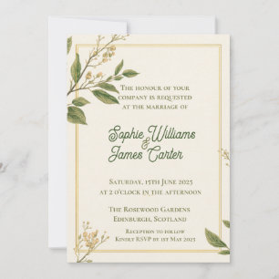 Invitation Classique Floraison Botanique Ivory Mariage Person
