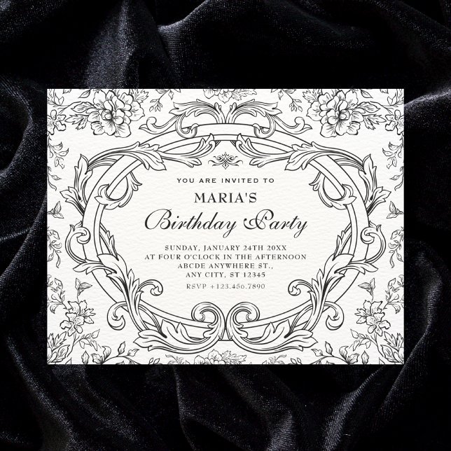 Invitation Classique floral vintage anniversaire (Créateur téléchargé)