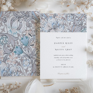 Invitation Classique Golden Lily Elégant Pastel Morris Mariag