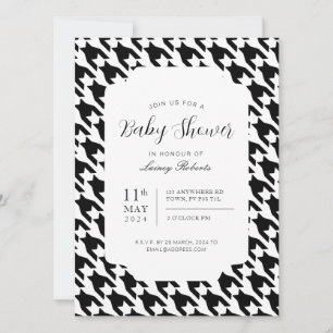 Invitation Classique Houndstooth Géométrique Noir et Blanc