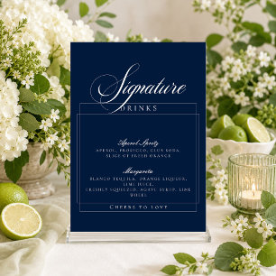 Invitation Classique Ivory Bleu Nuit Enseigne de Boissons Sig