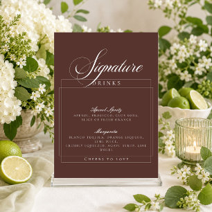 Invitation Classique Ivory Marron Signature Boissons Panneau