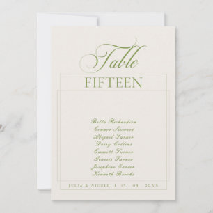 Invitation Classique Ivory Vert Calligraphie Nom Table Numéro