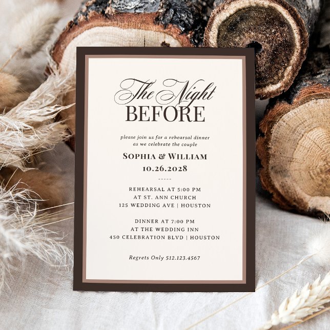 Invitation Classique Luxe | Dîner de répétition marron neutre (Créateur téléchargé)