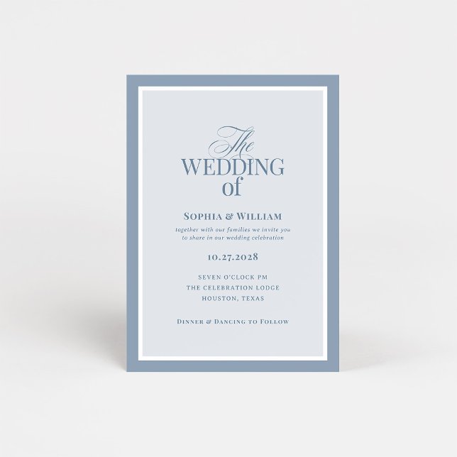 Invitation Classique Luxe | Élégant Mariage Bleu Poussiéreux (Créateur téléchargé)