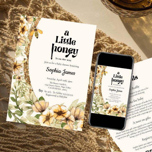 Invitation Classique | Maman à abeille |Un petit baby shower  (Créateur téléchargé)