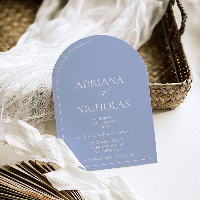 Invitation Classique Mariage Bleu Clair Simple en forme d'arc (Créateur téléchargé)