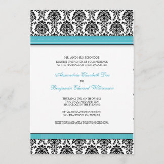 Invitation classique Mariage damassé (rubans d'aqu