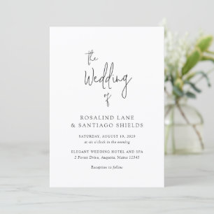 Invitation Classique Mariage Moderne en Noir et Blanc