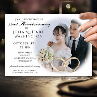 Invitation Classique Minimaliste Photo Anniversaire