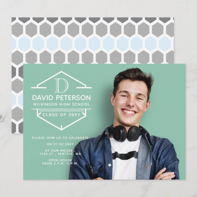 Invitation Classique Moderne Design élégant Élégant Photo Gra (Devant / Derrière)