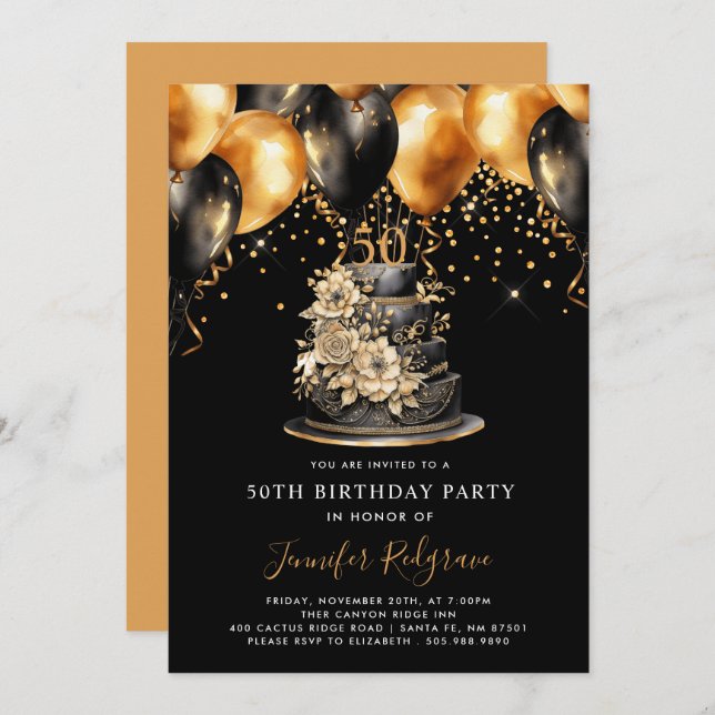 Invitation Classique Moderne Élégant 50e anniversaire (Devant / Derrière)