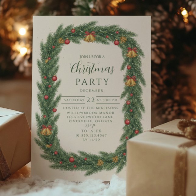 Invitation Classique Noël au sapin cloche (Créateur téléchargé)