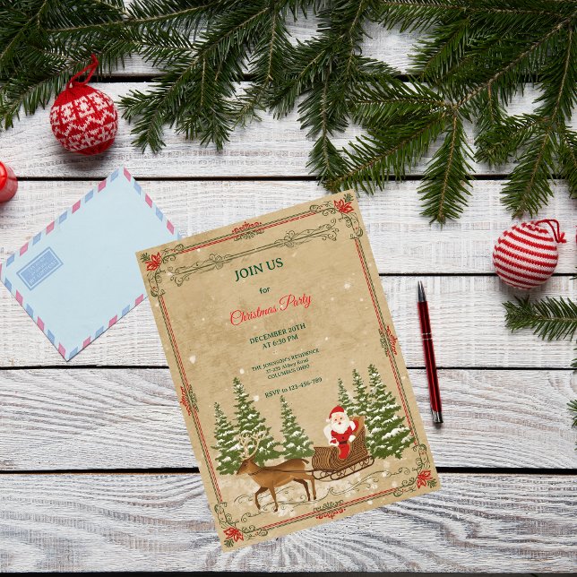 Invitation Classique Noël Nostalgique Vintage  (Créateur téléchargé)