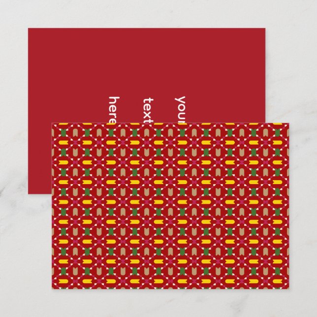 Invitation Classique Noël Rouge et Vert Géométrique Sans Cout (Devant / Derrière)