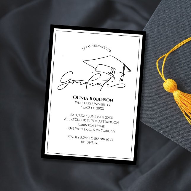 Invitation Classique noir et blanc, typographie de chapeau de (Créateur téléchargé)