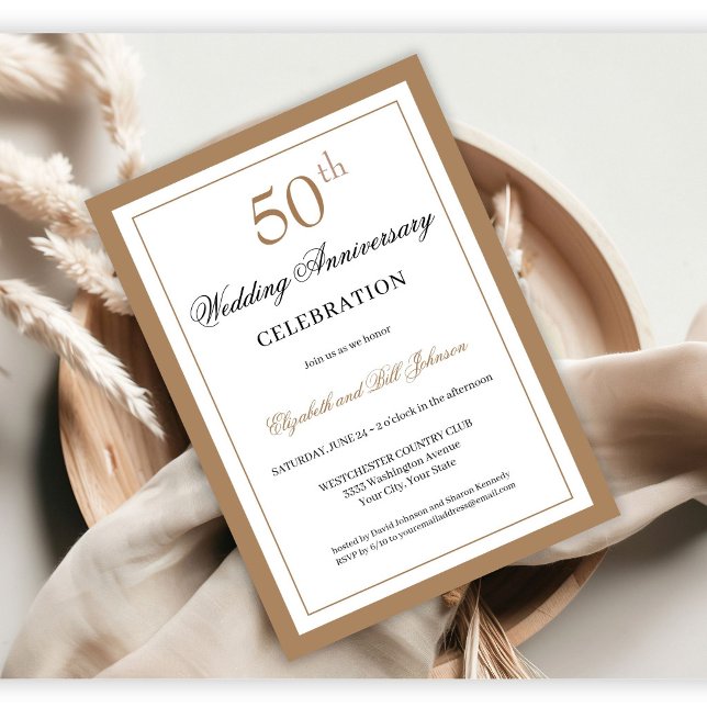 Invitation Classique Or 50e Anniversaire de Mariage (Créateur téléchargé)