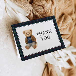 Invitation Classique Ours en Peluche à Carreaux Baby Shower R