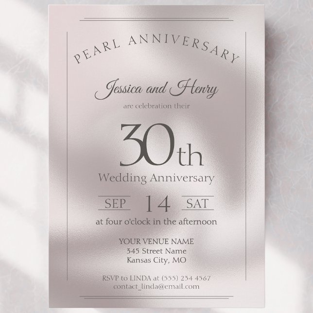 Invitation Classique Perle 30e anniversaire de mariage (Créateur téléchargé)