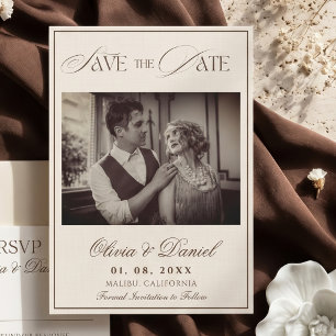 Invitation Classique Photo d'Ancien Argent Enregistrez la Dat